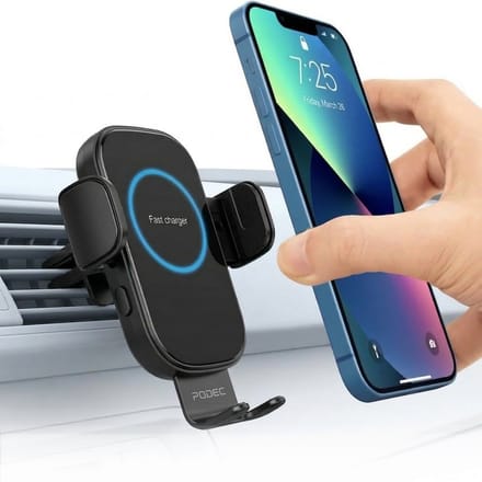 Podec Telefoonhouder Auto - 15W Draadloos Opladen - Klem voor Ventilatie