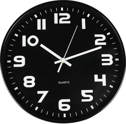 Benson Strakke zwarte wandklok - modern design - Ø30 cm - witte wijzers