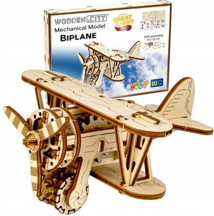 Houten 3D Vliegtuig Model Bouwpakket - Tweedekker