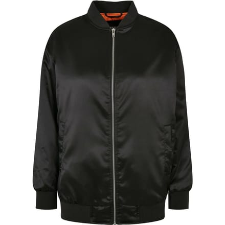 Urban Classics Ladies Oversized Satin Bomber Jacket Bomberjack zwart S Dames