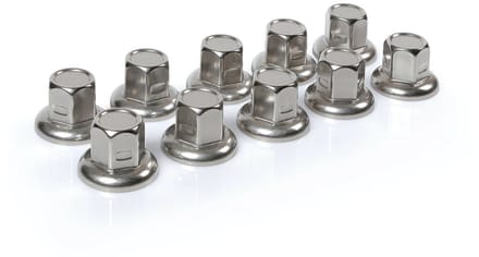 Amerikaanse, roestvrijstalen moerkapjes, platte kop, set van 10 stuks - 32 mm