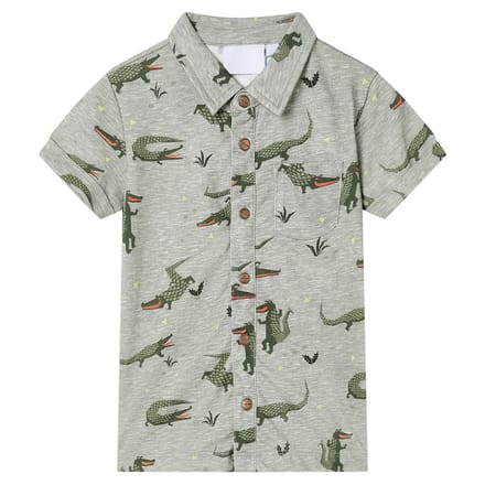 Kinder T-shirt met korte mouwen, Licht Khaki Melange, 116