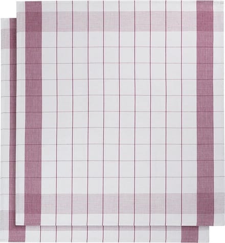 set van 12 keukenhanddoeken - De Witte Lietaer - katoen-linnen - wit/fuchsia