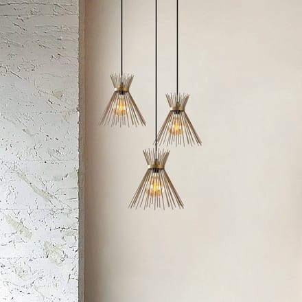 Opviq Kirpi 3086 hanglamp, goudkleurig, metaal, 3-lamps rond