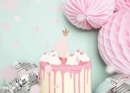 Taart kaarsje 4 jaar roze