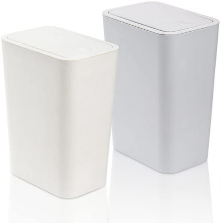 Prullenbak 2 stuks - Afvalbakken - Ruimtebesparend - Met persdeksel - 75 liter - Wit blauw