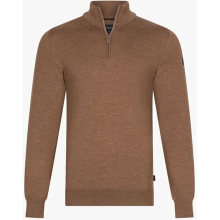 Cavallaro Napoli Trui Uni Color Merino Half Zip Camel / male