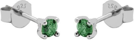 Karma Oorbellen Round Emerald Green Zirconia 2 mm Zilver