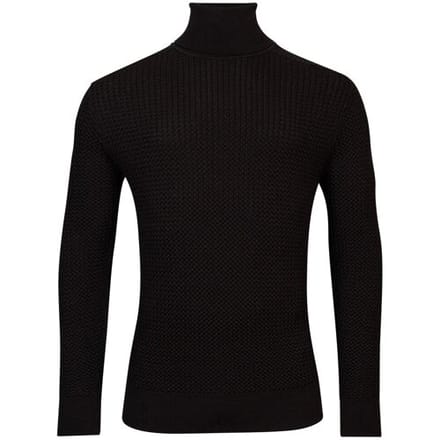 Thomas Maine Trui Merino Col Allover Structure Knit Zwart / male