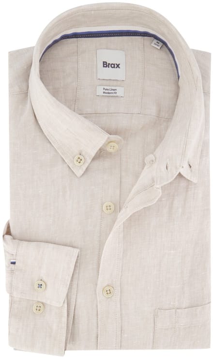 Brax Pure Linen Modern Fit overhemd beige