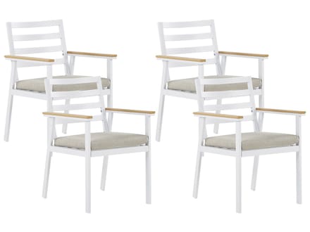 CAVOLI - Tuinstoel set van 4 - Wit/Beige - Aluminium