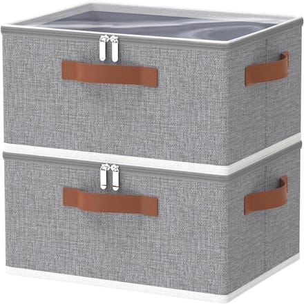 Famanu – Set van 2 stoffen opbergdozen met deksel, multifunctionele organizer voor onder bed en kast