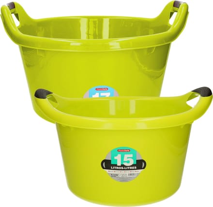 Afwasbak teil - set van 2 formaten - 15 en 17 liter - groen - kunststof