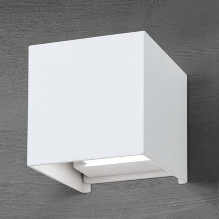 ORION LED buiten wandlamp Cube, wit, metaal, 10 cm, up/down