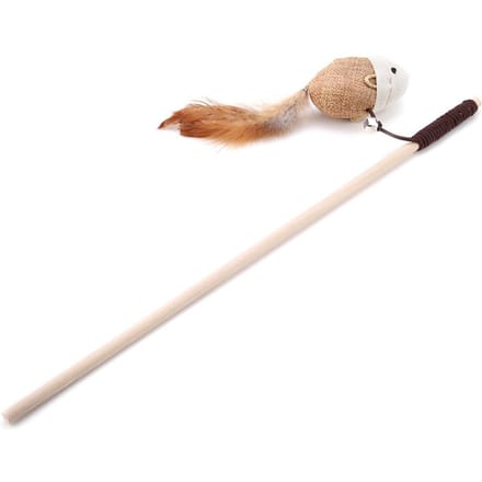 Huisdier Kat Speelgoed Linnen Rat Vogel Veer Kat Interactieve Vanger Stok Speelgoed (Rat) beige
