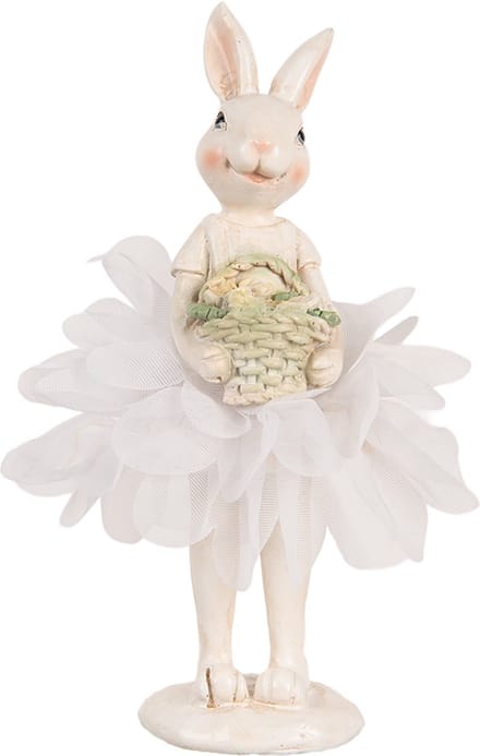 Clayre & Eef Decoratie Beeld Konijn 17 cm Wit Kunststof