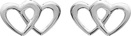 Montebello Oorbellen Double - 925 Zilver Gerhodineerd - Hart - 11x7mm