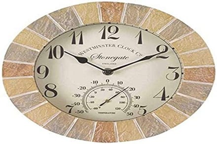 Klok & Thermometer 26,5 cm - Tuinaccessoires voor Buiten