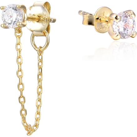 Gena.paris 'Stone' Dames 925 Zilveren Stud Oorbellen - Goud GBO1531-Y