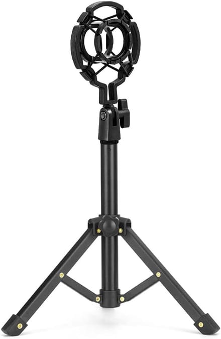 Microfoon Statief - Tafelblad Houder - Opname & Streaming - Robuust Metalen Frame - 21 x 13.5 cm - Zwart