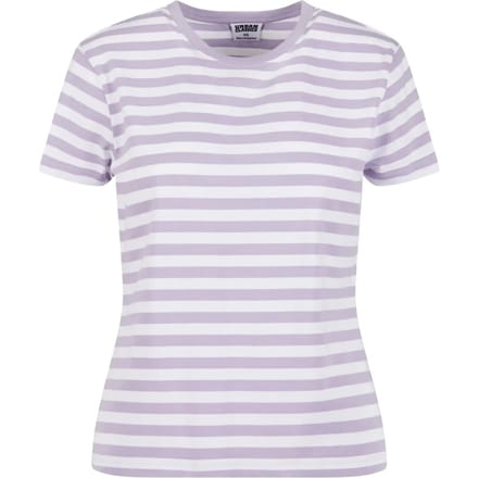Urban Classics - Regular Striped Dames T-shirt - 5XL - Wit/Lila