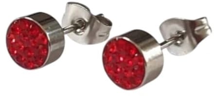 Dames Oorbellen rode kristallen -6mm- Roestvrij staal - Elegant design