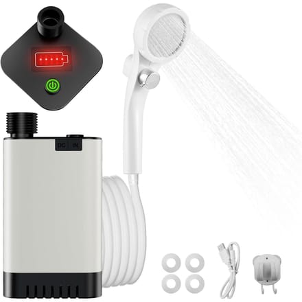 Douche Portable Douche Électrique de Camping avec Réglage Continu du Débit d'Eau Alimentation LED Numérique white