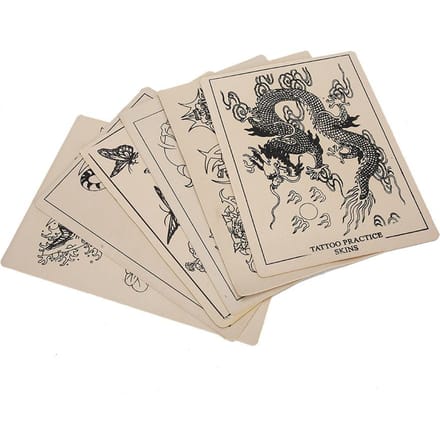 6 stuks Tattoo Oefenhuid Rubber Tattoo Training Body Art Tool met Patronen beige