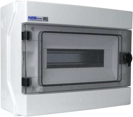 Verdeeldoos Vochtige Ruimtes - Zekeringkast Opbouw - Elektrische Installatie - IP65 Waterdicht - 12 Modules - Grijs