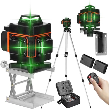 KKmoon Multifonctionnel 16 Lignes Niveau Outil Ligne Horizontale Verticale avec Fonction d’Auto-nivellement EU Plug multicolore