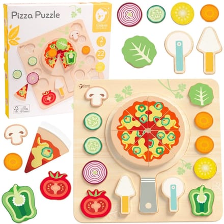 Classic World houten speelgoed vormenpuzzel pizza 22 stuks educatief.