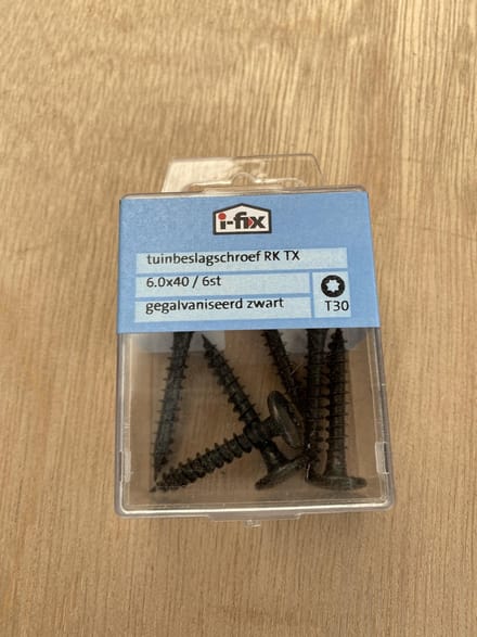 Tuinbeslagschroef Rondkop Torx 6.0x40 per 6 gegalvaniseerd zwart