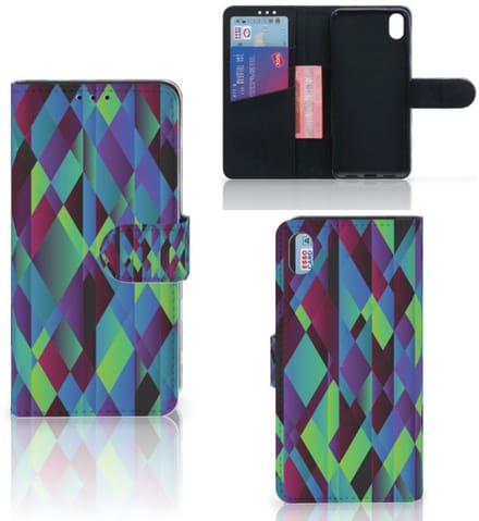 Xiaomi Redmi 7A Book Case Abstract Green Blue