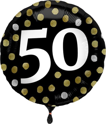 Folat - Folieballon Glossy Black 50 jaar - 45 cm