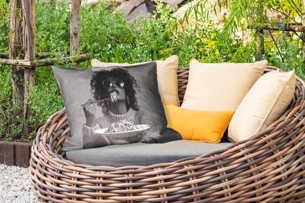 Buitenkussens - Tuin - Vrouw - Pasta - Zwart - Wit - 50x30 cm