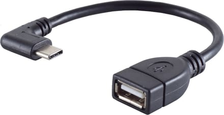Powteq - USB OTG kabel - USB On The Go - USB C (haaks) naar USB A female - USB 2.0 - 10 cm - USB 2.0 adapter