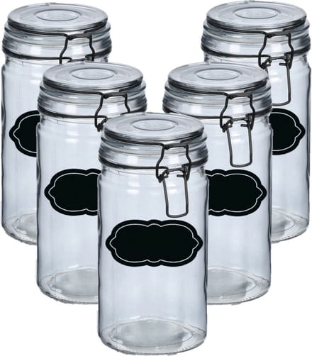 Weckpot/inmaakpot - 10x - 750 ml - glas - met beugelsluiting - incl. etiketten