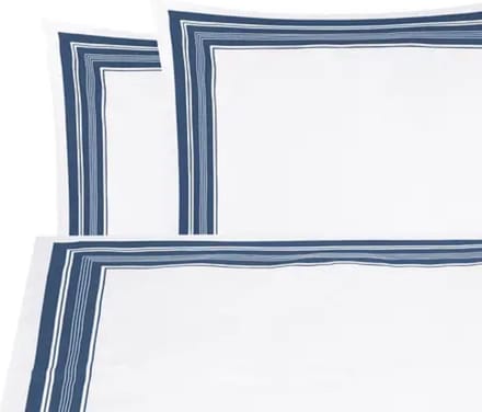 Luxe 2dlg dekbedovertrekset donker blauw wit gestreept 155x200 biokatoen