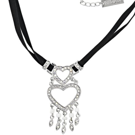 Behave - Zwarte choker ketting - Glamoureus accent met hartdetails