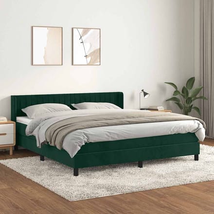 vidaXL - Boxspring - met - matras - fluweel - donkergroen - 180x200 - cm