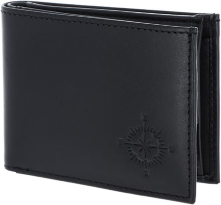 oxmox Leren portemonnee Leather RFID Protect Pocketbörse Windrose 2.0 Embossed Black zwart