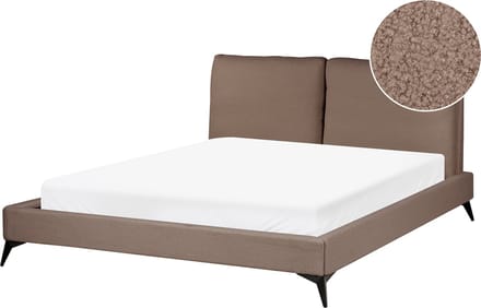 MELLE - Tweepersoonsbed - Bruin - 160 x 200 cm - Bouclé