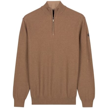 Baileys Trui Half Zip Subtle Faux-Uni Structure Knit Taupe / male