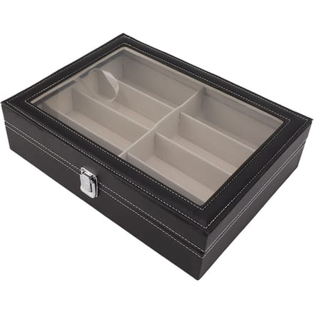 Brillendisplaykoffer PU-leer Multifunctioneel Meerdere Vakken Zonnebril Opberg Houder gray