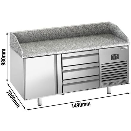 GGM Gastro Pizzakühltisch Premium PLUS - 1490x700mm - mit 1 Tür & 3 Schubladen