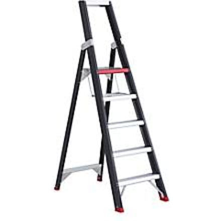 Trapladder Professional Topline, eenzijdig, aluminium, 5 treden, zwart