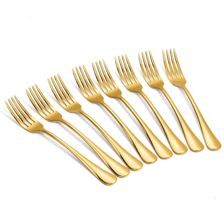 Alheco set van 8 tafelvorken - RVS vorken - 20.3cm - Goud