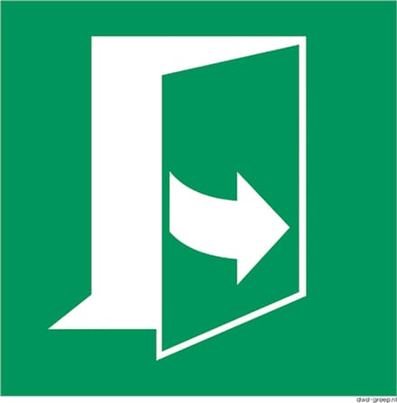Deur links trekken sticker 200x200 mm - vinyl - ISO 7010 E057