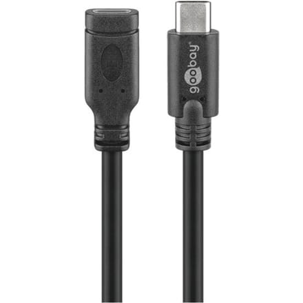 Goobay USB-C verlenging, USB 3.1 Gen 1, 1 m, zwart, USB-C > USB-C