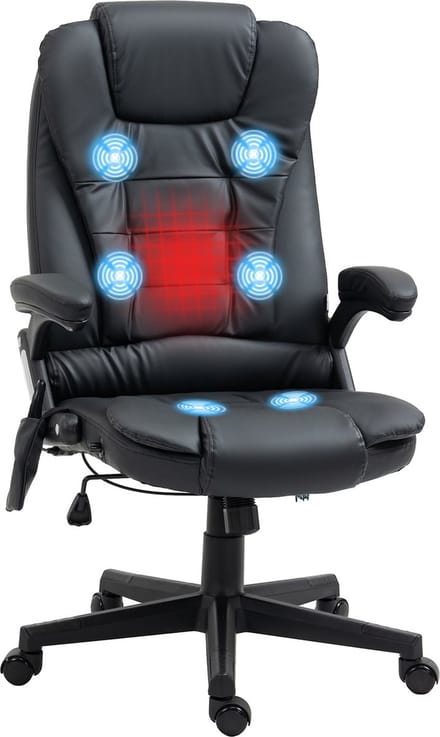 HOMCOM-Massagesessel-Kunstleder, kunststoff-70L x 70B x 111 – 121H cm-Schwarz